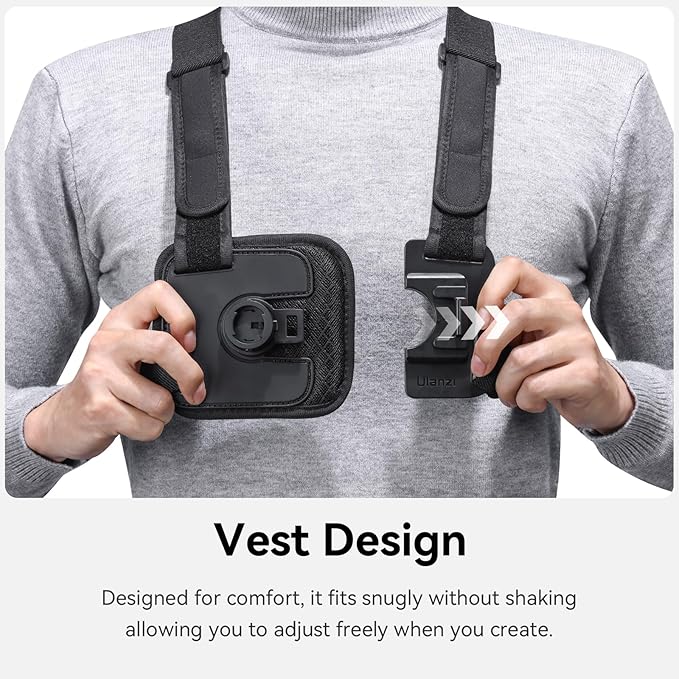 ULANZI CM028 Adjustable Chest Mount Harness - Vertical/Horizontal Switching for GoPro DJI Insta360 Action Cameras - Phone POV Chest Strap Mount Harness for iPhone Samsung Cameras