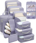 OlarHike ALL INCLUDED 10 Set Durable Packing Cubes for Travel,Gifts for Women Mom,Luggage & Suitcase Organizers with Toiletry Bag,Vacation Essentials for Cruise & Plane,Beach Accessories,Purple Gray