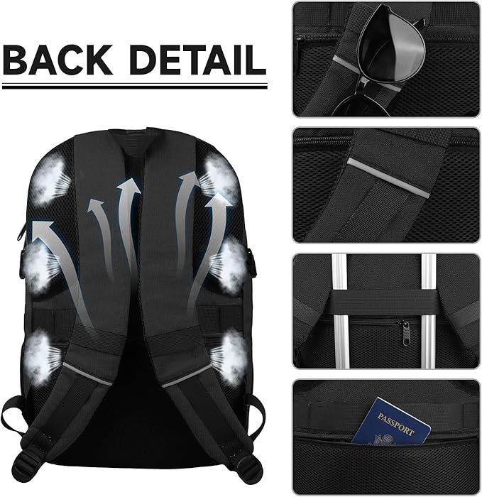 Lapsouno 17 Inch Laptop Backpack, Carry On Travel Backpack, Durable Extra Large TSA Business Backpack with USB Port, Water Resistant Anti Theft Gift for Men Women, Black