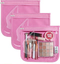 HIONXMGA TSA Approved Toiletry Bag, Set of 3 Clear Travel Toiletry Bag Quart Size Zipper Travel Pouch, Waterproof Makeup Cosmetic Bag for Women Men Kids Toiletries Carry on, Pink Large