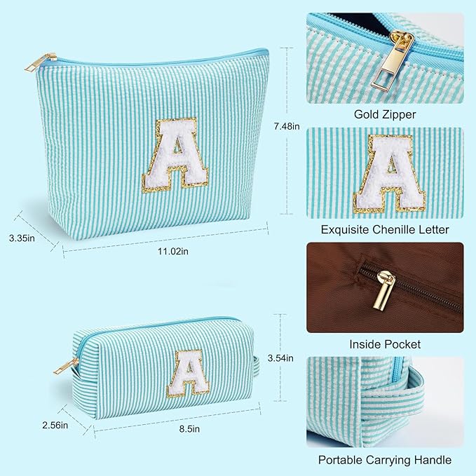 YOOLIFE Cute Travel Makeup Bag - Sweet 16 & Birthday Gifts, Monogram Makeup Bag, Large Cosmetic Bag for Women