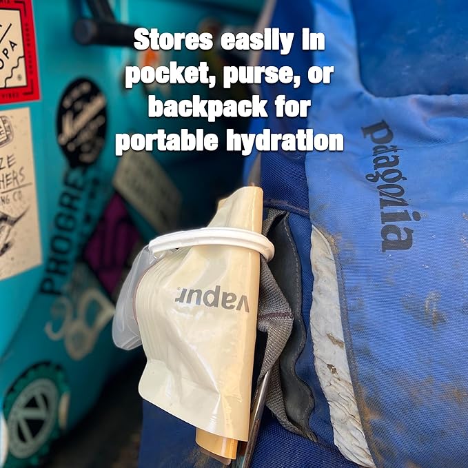 Vapur Collapsible Water Bottle With Carabiner, Compact Bottle Folds Flat For Hydration On The Go, Ideal for Traveling, Hiking or Camping, 23 Ounce, Marigold, Pack of 1