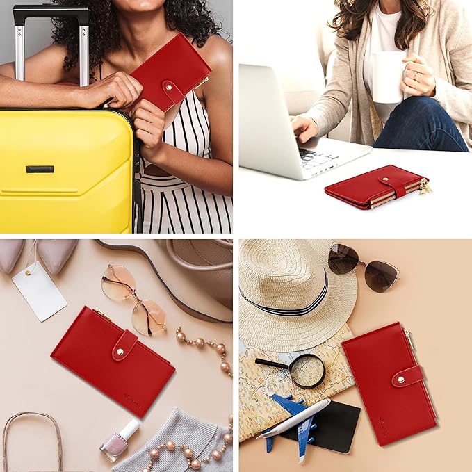 Travelambo Leather Wallets for Women Slim RFID Blocking Bifold Credit Card Holder Wallet