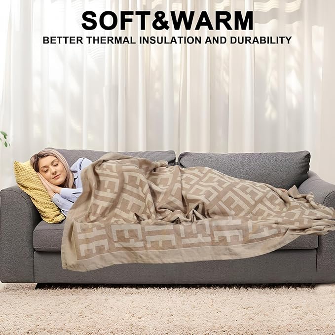Woven Blankets for Home and Outdoor Use,Soft Cozy Lightweight Blanket for Couch Bed Chairs Camping Airplane Travel Essentials Suitable for All Seasons