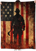 Firefighter Retro Blanket Gifts for Heroes Adult,American Flag Vintage Throw Blankets,Soft Comfy Lightweight for Room Couch Bed Sofa Modern Bold Decor,Patriotic Lover 60x80in