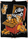 Chicken Nugget and Kitten Blanket Gifts for Kids Girls Boys,Cute and Humorous Food Throw Blankets,Soft Comfy Lightweight for Room Couch Bed Modern Adorable Decor,Feline Lover 60x50in