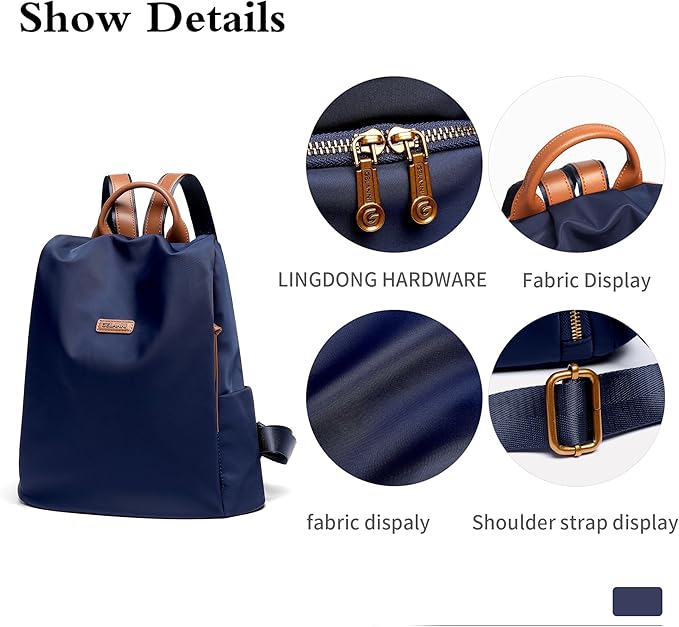 Women's Backpack Purse Nylon Anti-theft Casual Water Resistant Lightweight Small Shoulder Bags 2026 for Travle Cute Fashion Camping Bag for Work Daily Going Out Dackpack Ladies Navy Blue