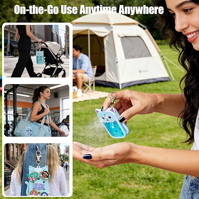 Cute Ear Silicone Case Compatible with Touchland Hand Sanitizer Spray (Fit for 1 FL.OZ), Protective Case with Keychain, Hand Sanitizer Holder (Purple)