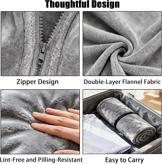 SNZ Wearable Blanket for Womens and Mens, Comfy Flannel Poncho, Snuggie Warm Shawl Wraps for Women, Birthday Gift Ideas