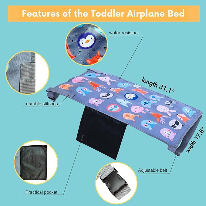Little Traveler Toddler Airplane Bed & Seat Extender – Cozy & Easy Setup Airplane Bed for Kids, Ages 1-4