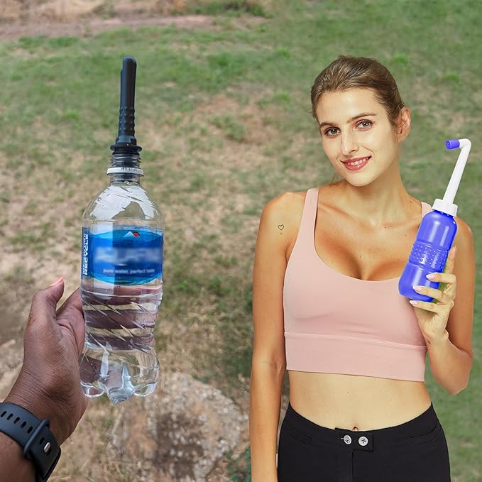 2PCS-Pack 300ml Travel Bidets Bottle Blue+ Black Backpacking Bidet Camping Bidets,Portable Bidet , 10.6oz Peri Bottle - Postpartum and Perineal Care
