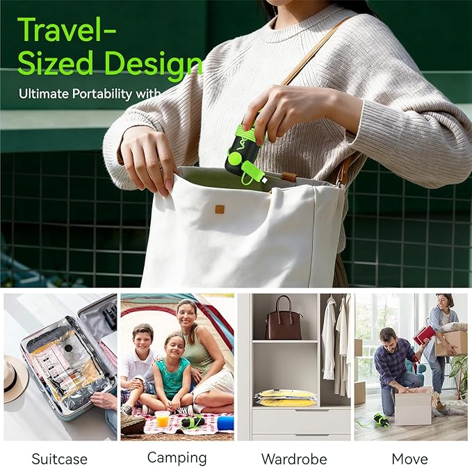 Vacuum Bags for Travel - USB Electric Pump, 12 Pack Carry-on Size Vacuum Seal Bags for Clothing - Space Saver Vacuum Storage Bags for Luggage, Travel Essentials.