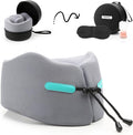 GOLDORANGE Travel Pillow Upgraded Airplane Neck Pillows Chin Support Adjustable Memory Foam Travel Essentials for Car Home Office Headrest Sleep with with Eye Masks Earplugs and Luxury Bag, Gray-Blue