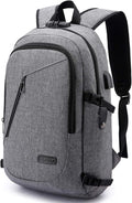 WENIG Laptop Backpack,Business Travel Anti Theft Backpack for Men Women with USB Charging Port,Slim Durable Water Resistant Computer Backpack Fits 15.6 Inch Laptop Notebook,Grey