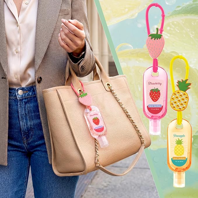 6 Pcs Hand Travel Size with Silicone Lanyard 1 Fl oz Gel Mixed Scent Mini Pocket Hand Bulk for Adult Backpack Travel Outdoor Home Friends Office Coworker Gifts