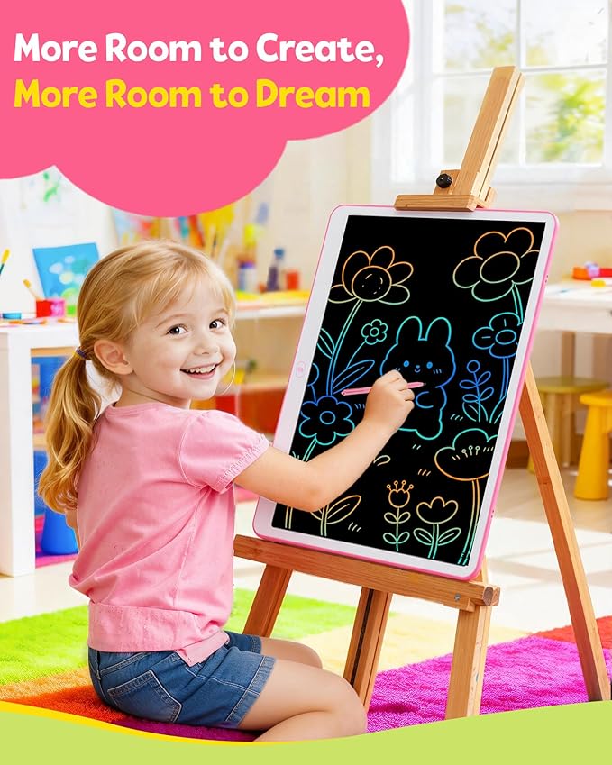 TEKFUN 20inch LCD Writing Tablet with Stylus, Erasable Doodle Board Mess Free Drawing Pad for Kids, Car Trip Educational Toys Birthday Christmas Gift for 3 4 5 6 7 Girls Boys（Pink）