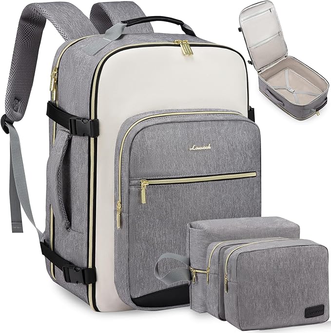 LOVEVOOK Large Travel Backpack for Women & Men, Carry on Backpack Airline Approved, TSA Personal Item Travel Bag fits 17" Laptop, 40L Waterproof Travel Essentials Sports Backpack with 3 Packing Cubes