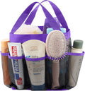 Lifewit Mesh Shower Caddy Portable for College Dorm Room Essentials with 7 Pockets, Freestanding Hanging Organizer Basket, Quick Dry Tote Bag for Camping, Bathroom, Beach, Travel, 1 Pack, Purple