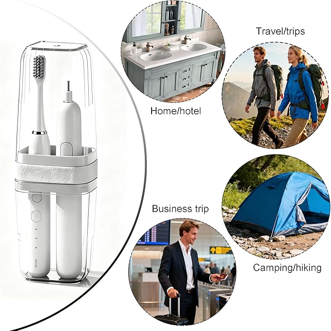 Travel Toothbrush Holders: 2-in-1 Toothbrush and Toothpaste Travel Case with Rinse Cups for Men Women, Compact Dustproof Toothbrush Holder for Traveling, Camping, Trip, School, Bathroom