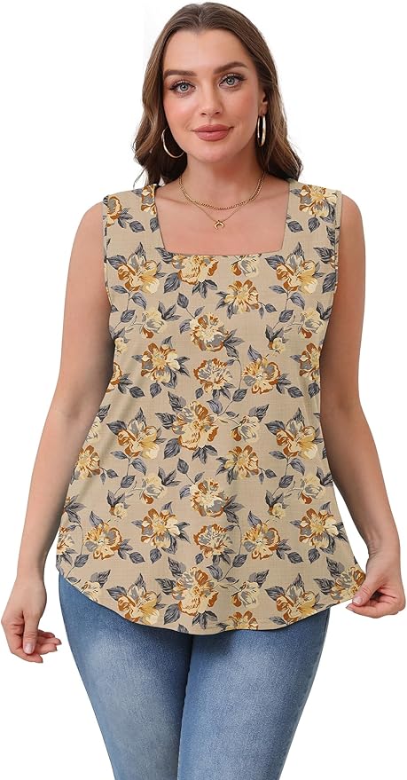 WIHOLL Women's Square Neck Tank Top