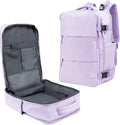 Carrywell (Not Made In China) Travel Backpack Airline Approved, Carry-On Underseat, Holds 15.6 or 16 Inch Laptop, Personal Item Bag with Shoe Compartment For Men Women, Lavender 30l