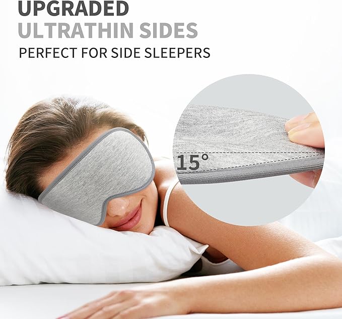 3D Sleep Mask for Men Women 2 Pack, Blackout Eye Mask for Sleeping Eye Mask for Side Sleeper, Memory Foam Adjustable&Washable, Airplane Travel Essentials Couples Yoga Meditation Office Black & Gray