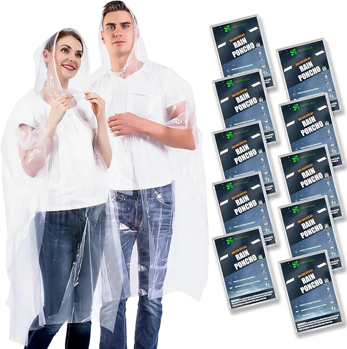 Disposable Rain Ponchos for Kids 6 Pack/Adults 10 and 6 Pack/Ponchos Family 6 Pack Extra Thicker Emergency Ponchos
