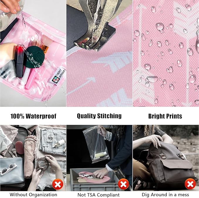 HIONXMGA TSA Approved Toiletry Bag, Set of 3 Clear Travel Toiletry Bag Quart Size Zipper Travel Pouch, Waterproof Makeup Cosmetic Bag for Women Men Kids Toiletries Carry on, Arrow B