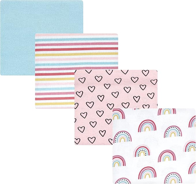Hudson Baby Unisex Baby Cotton Flannel Receiving Blankets, Modern Rainbow, One Size