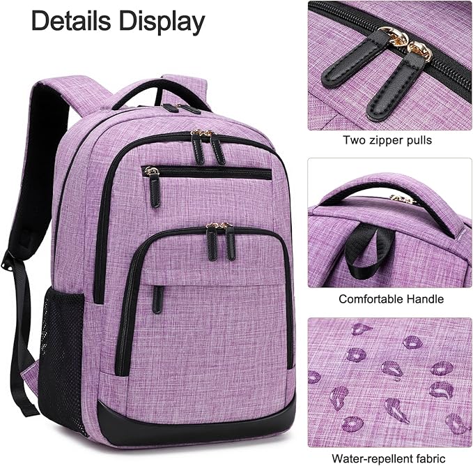 BOVIP Travel Backpack For Men Women,40L Carry On Backpack Flight Approved,TSA Personal Item Travel Bag Fits 17 Inch Laptop,Business Weekender Overnight Daypack Purple