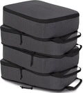 Compression Packing Cubes for Travel Essentials, Expandable Compression Bags Travel Cubes for Packing Suitcase Organizer Bags (Black, 4 pcs)