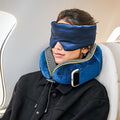 ComfyCozy Luxury Travel Pillow and Silky Plush Eye Mask - Sleeping Traveling Airplane Essentials - Memory Foam Neck Support Pillows for Plane Car Flying - International Flight Must Haves Essentials