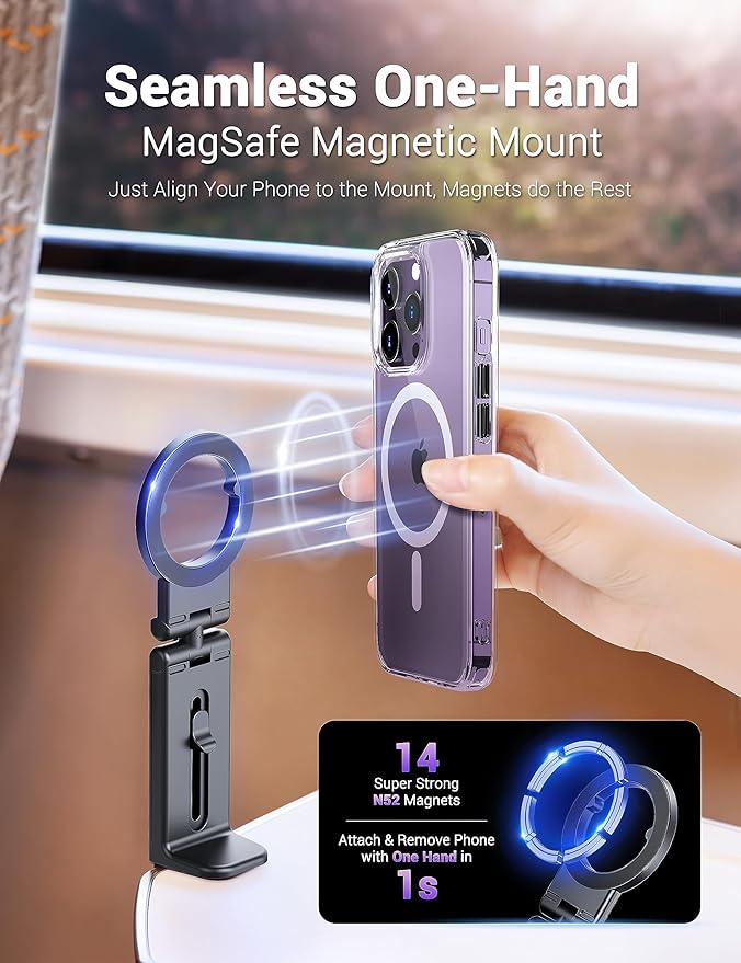 PROfezzion Airplane Travel Essentials Magnetic Phone Holder for MagSafe Pink & Deluxe Metal Version for MagSafe Car Mount