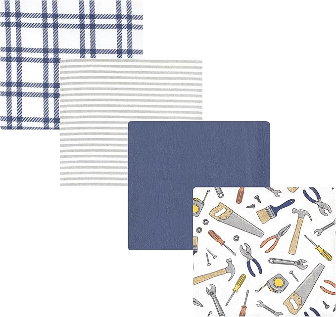 Hudson Baby Unisex Baby Cotton Flannel Receiving Blankets, Construction Work, One Size