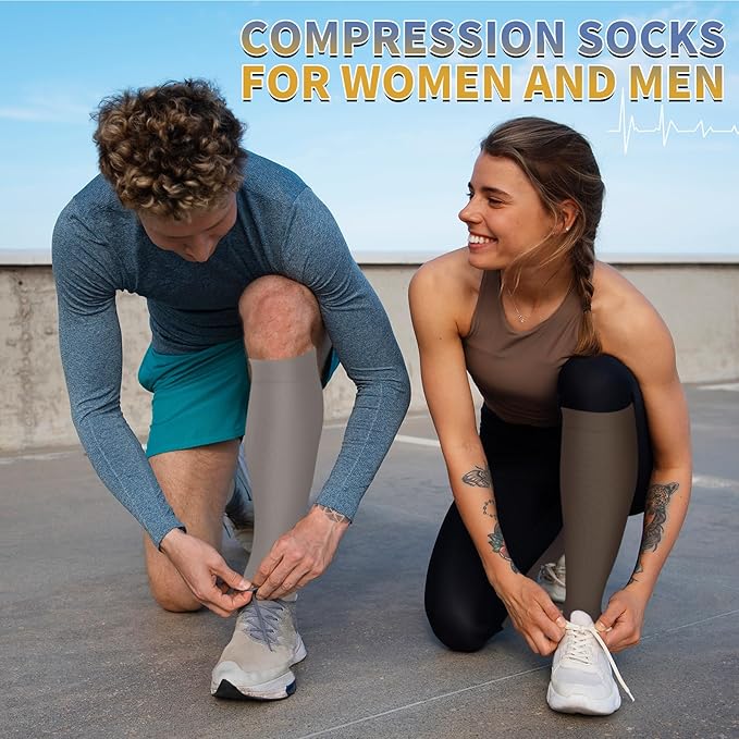 Sooverki Copper Compression Socks for Men & Women 8 Pack 15-20mmHg - Knee High Stockings Best Support for Running Athletic