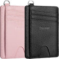 EcoVision Slim Minimalist Front Pocket Wallet, RFID Blocking Credit Card Holder Wallet with Detachable D-Shackle for Men Women