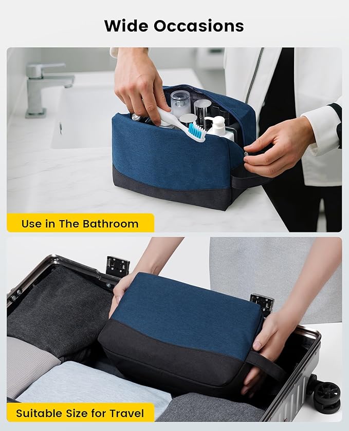 Vorspack Travel Toiletry Bag - Water Resistant Dopp Kit Large Travel Bag for Toiletries, Accessories - Navy Blue
