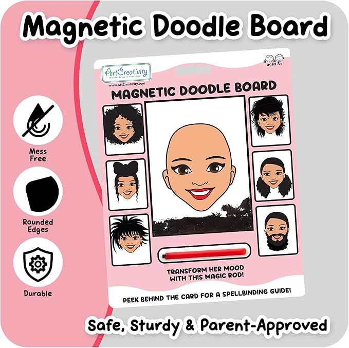 ArtCreativity Women Magnetic Drawing Face - 2 Pack - Vintage Retro Toys, Travel Toys for Kids, Magnet Drawing Doodle Board for Kids - Magnetic Toys Game, Travel Essentials Games for Ages 3+