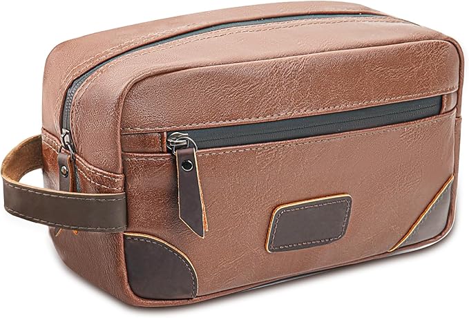 Wohlbege Men's Travel Toiletry Bag - Large Waterproof Organizer, 2 Zippered Pockets for Shaving/Cosmetic,Portable Bathroom Bag for Travel/Gym/Business Trips