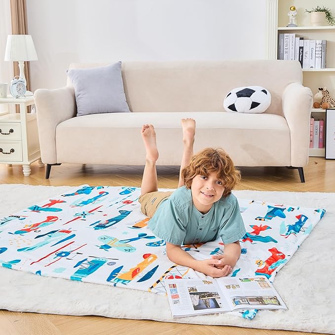 Wajade Airplane Blanket for Boys Soft Fleece Cute Aircraft Blanket for Couch Sofa Bedroom Fuzzy Flannel Blankets Birthday for Kids Boys 50"x60"