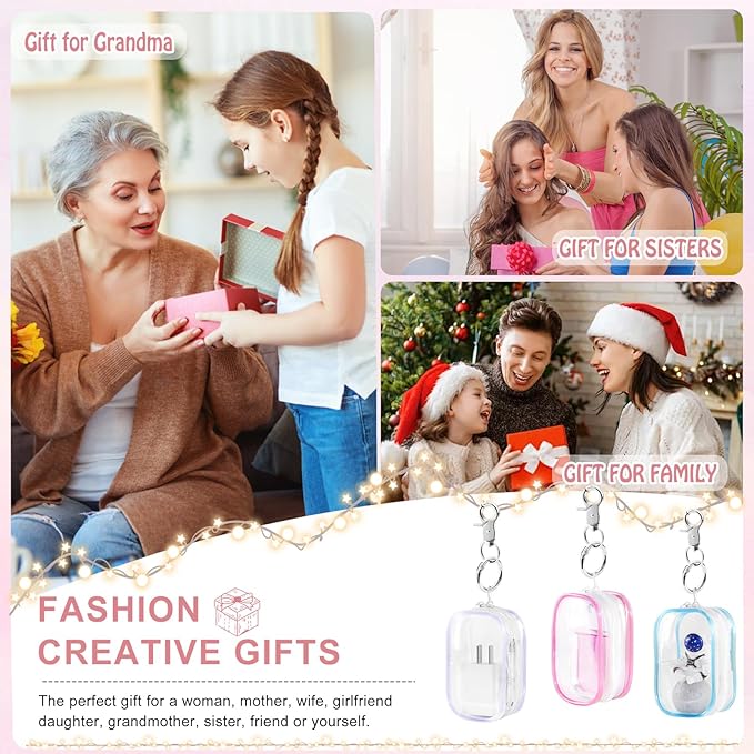 Hand Sanitizer Spray Clear Case for 1FL OZ/30ml, 3 Pack Hand Sanitizer Holder Zippered Pouch, Mini Clear Makeup Bag, Figures Display Bag, with Keychain Snap Hook (Pink & Blue & Purple)