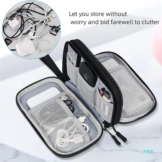Electronic Organizer Travel Cable Accessories BagPouch Portable Waterproof Storage Bag Electronic Organizer Case for Cable, Mouse,USB Cable,Power Bank,Cord, Charger, Phone, Earphone