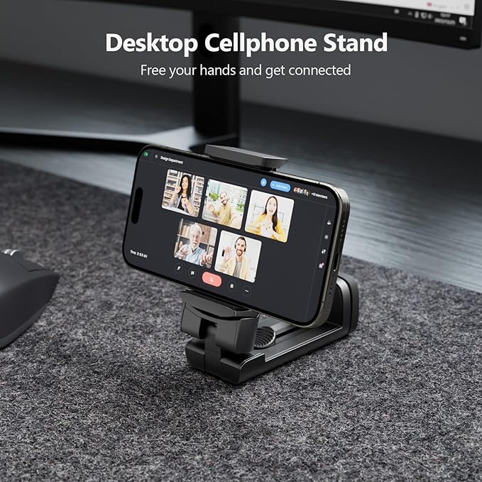 MiiKARE Airplane Travel Essentials Phone Holder, Universal Handsfree Phone Mount for Flying with 360 Degree Rotation, Accessory for Airplane, Travel Must Haves Phone Stand for Desk, Black&White