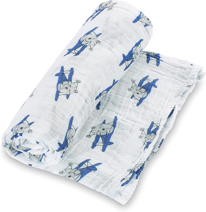 LollyBanks 3 Pack Muslin Swaddle Blanket, 100% Muslin Cotton Soft Swaddle Blankets for Baby Boys, 47 X 47 Inches Cozy Swaddles for Newborns, Baby Essentials, Registry (Trucks Airplanes and Trains)