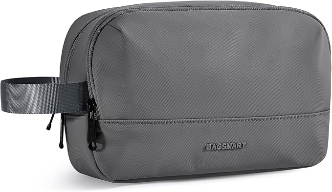 BAGSMART Travel Toiletry Bag for Men, Dopp Kit Water Resistant Shaving Bag for Toiletries Accessories, Grey-Medium