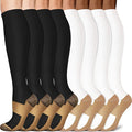 Sooverki Copper Compression Socks for Men & Women 8 Pack 15-20mmHg - Knee High Stockings Best Support for Running Athletic