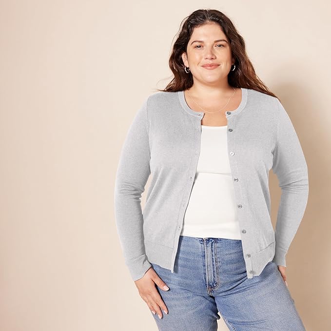 Amazon Essentials Women's Lightweight Crewneck Cardigan Sweater (Available in Plus Size)