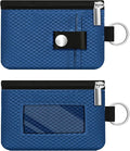 Minimalist RFID Blocking Small Wallet with ID Window,WaterResistant Zip Id Case Wallet with Lanyard Keychain for Cards,Cash,Travel,Women,Men (Electric Blue)