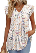 WIHOLL Womens Summer Tops 2026 Babydoll Shirts Ruffle Sleeve Spring Outfits Dressy Casual Blouses