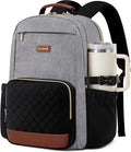 LOVEVOOK Laptop Backpack for Women with Pouch Pocket for Large Capacity Cup,15.6 Inch Teacher Nurse College Work Travel Backpack Purse,Waterproof Laptop Computer Bags,Grey-Black-Brown+Diamond-shaped